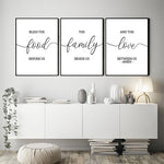 Set of 3 Canvas Print | Food Family Love | Living Room Decor (No. 14)