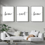 Set of 3 Split Canvas Prints | Home Sweet Home | Living Room Decor (No. 1)