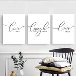Set of 3 Canvas Prints | Live Laugh Love | Living Room Decor (No.2)