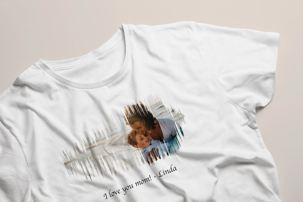 Mother's Day Special! Turn your own voice, photo and text into a visual artwork on T-shirt (No. 31)