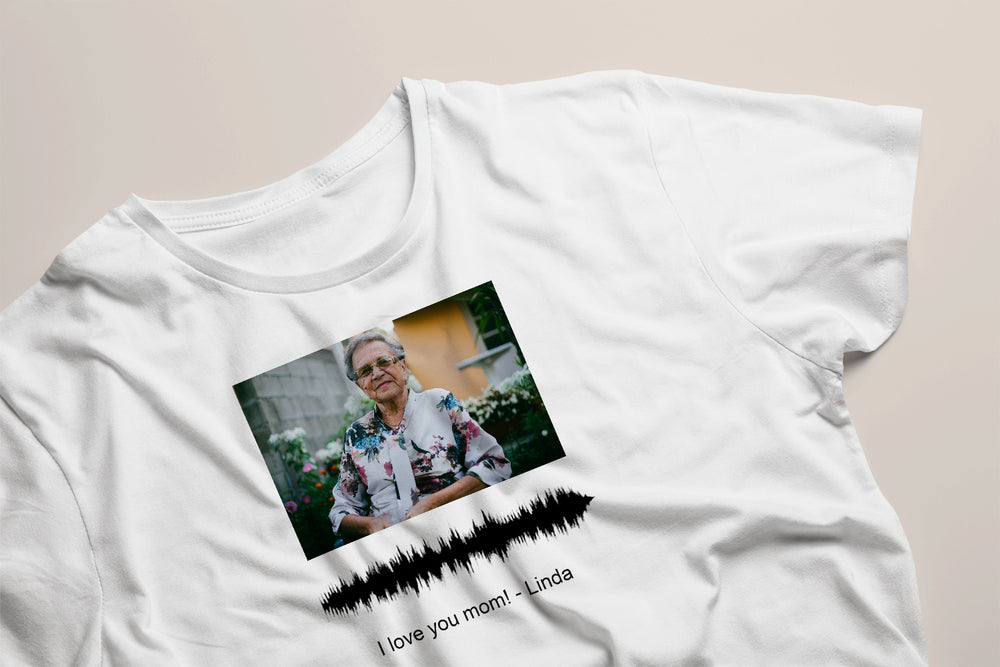 Turn your own voice, photo and text into  a visual artwork on T-shirt. Mother's Day Special (No. 32)