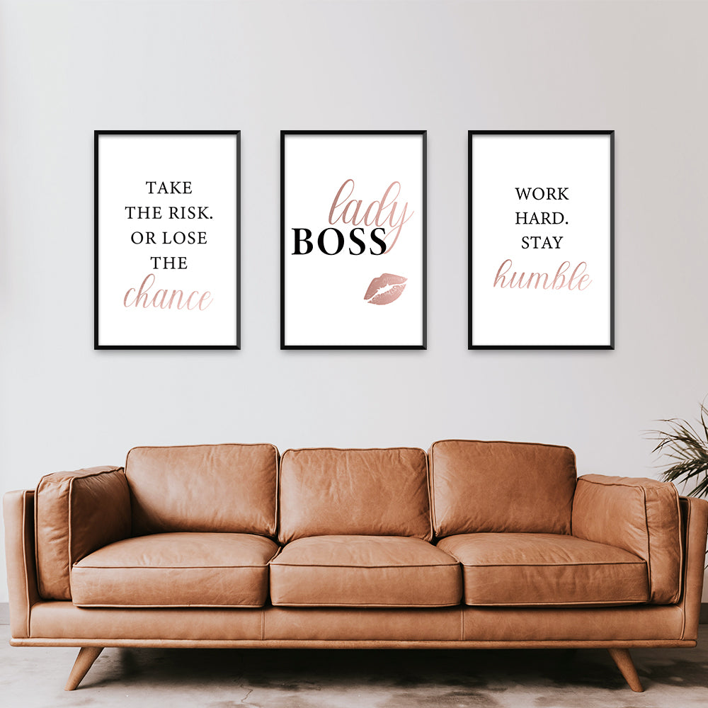 Set of 3 Canvas Prints | Lady Boss | Living Room Decor (No. 6)