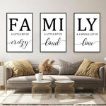 Set of 3 Canvas Prints | Family | Living Room Decor (No. 7)