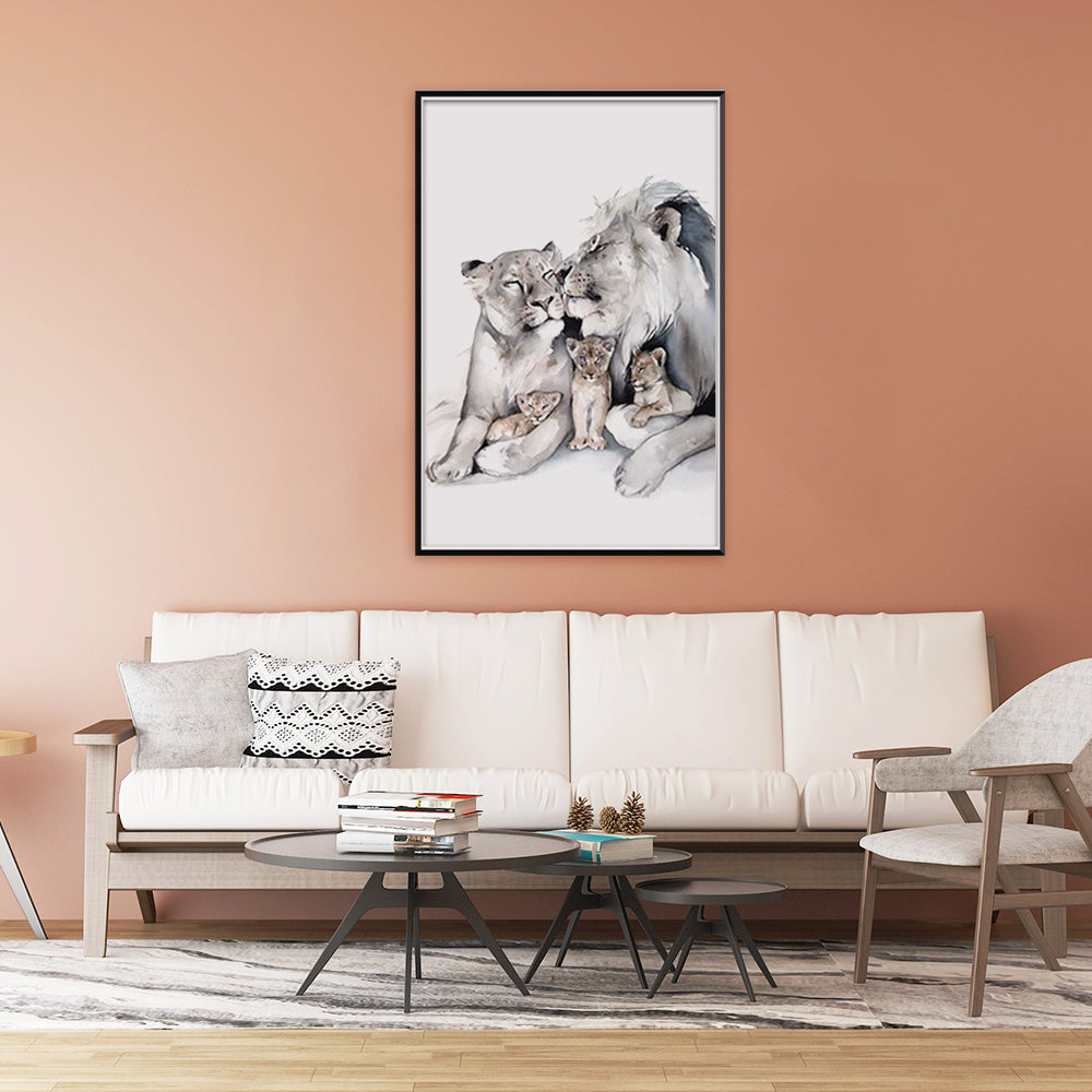 Single Canvas Print | Lions Family | Living Room Decor (No. 9)