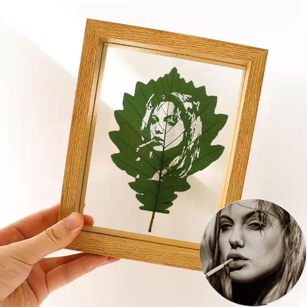 Carved Leaves Portrait Photo Frame